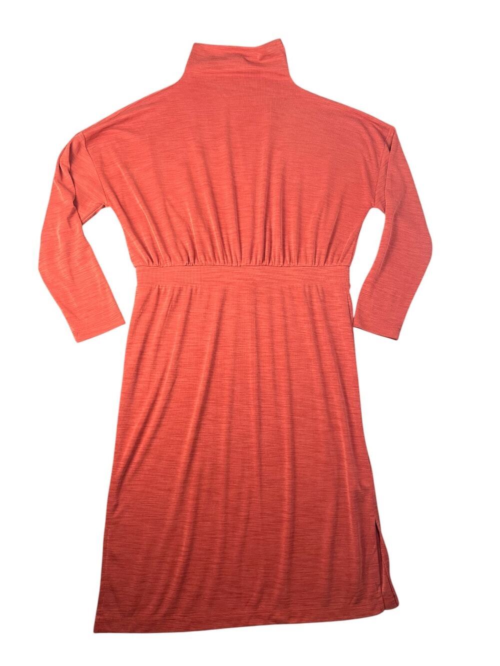 Rachel Zoe Women’s XL Rusty Orange Colored Long Sleeve Moc Neck Midi Dress